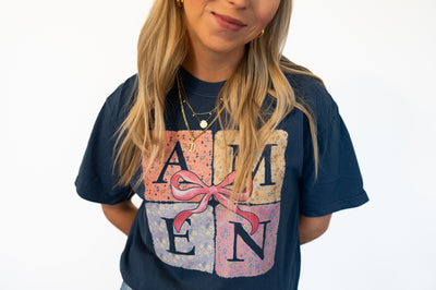 Amen Bow Tee Navy